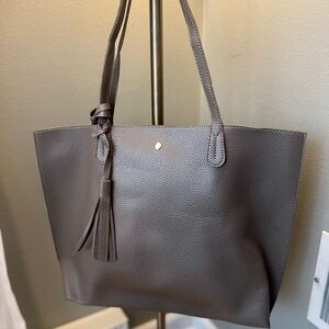 Mocha Pebbled Faux Leather Tote Womens Shoulder Handbag